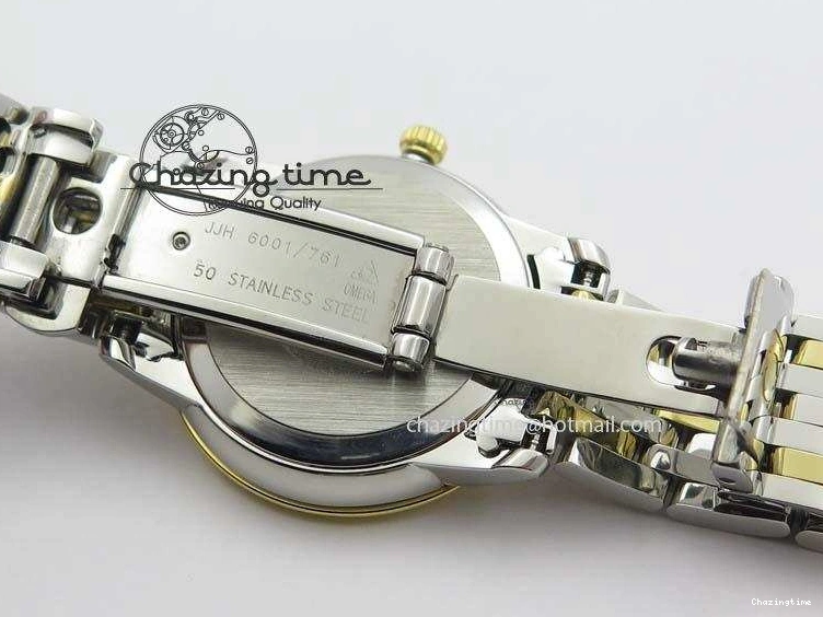 0315 OnTrend De Ville 27mm SS YG Ladies MK 1:1 Best Edition White MOP Dial Diamond Markers On SS Bracelet Ronda Quartz 8187